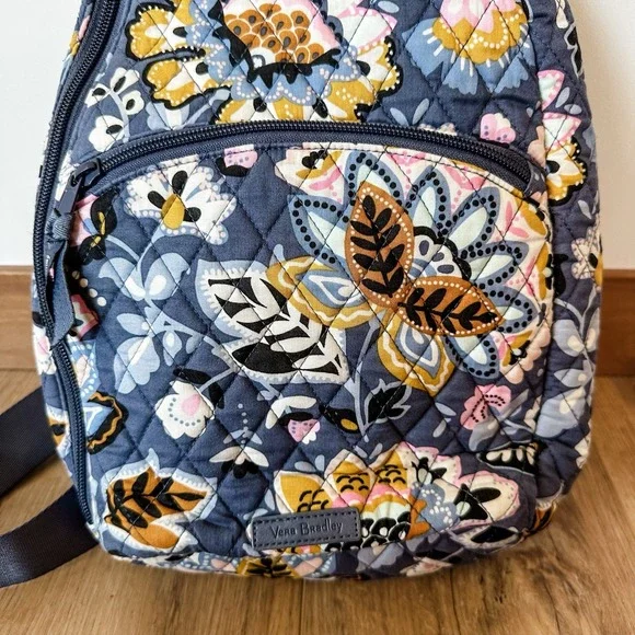 Vera Bradley Lighten Up Sling Backpack Charmont Meadow Gray - Picture 2 of 10